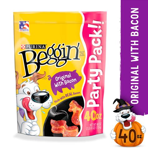 Try guys beggin strips - T ake it from Hamlet, the Beggin' ambassadog — canines are plumb crazy about Purina Beggin' Strips With Beef Flavour adult dog treats. Each tender strip features real meat as the #1 ingredient along with real bacon. This irresistible combo of double-yum is sure to make your dog drool in anticipation when he sees you reach for the pouch. 